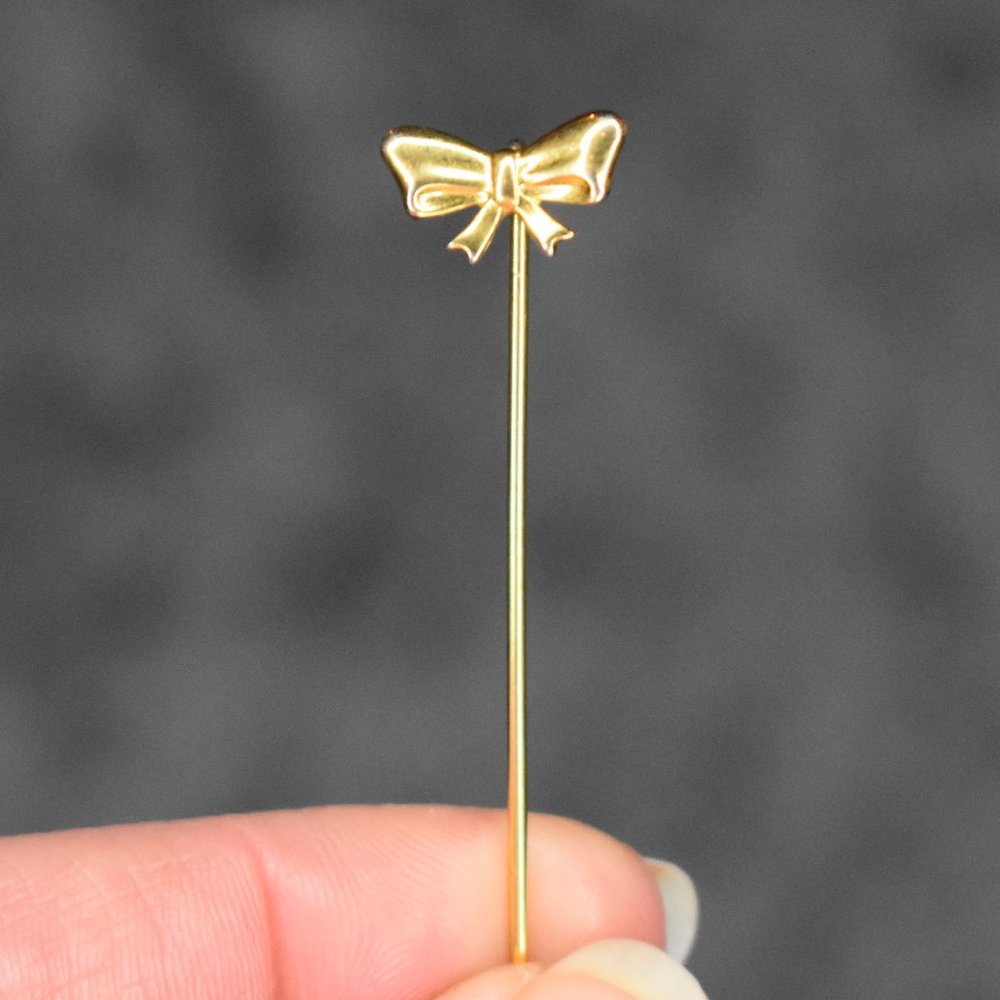 Vintage Gold Bow Hat Pin